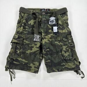 NWT Galaxy by Harvic Camo Utility Belted Cargo Shorts Men's Size 30